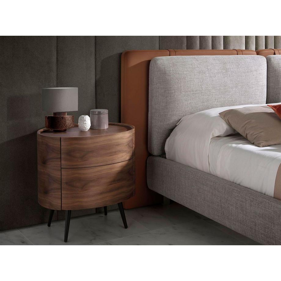 ANGEL CERDA Table de chevet noyer et acier noir  