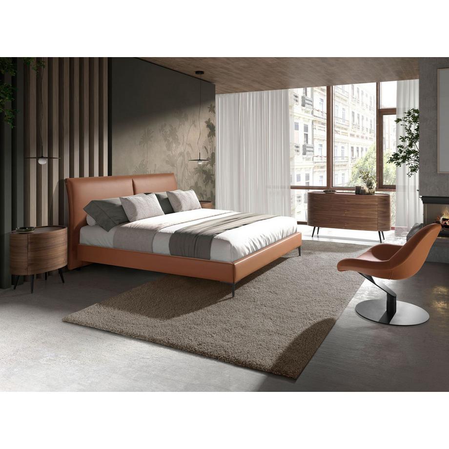 ANGEL CERDA Table de chevet noyer et acier noir  