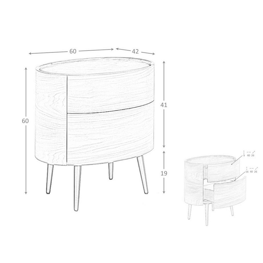 ANGEL CERDA Table de chevet noyer et acier noir  