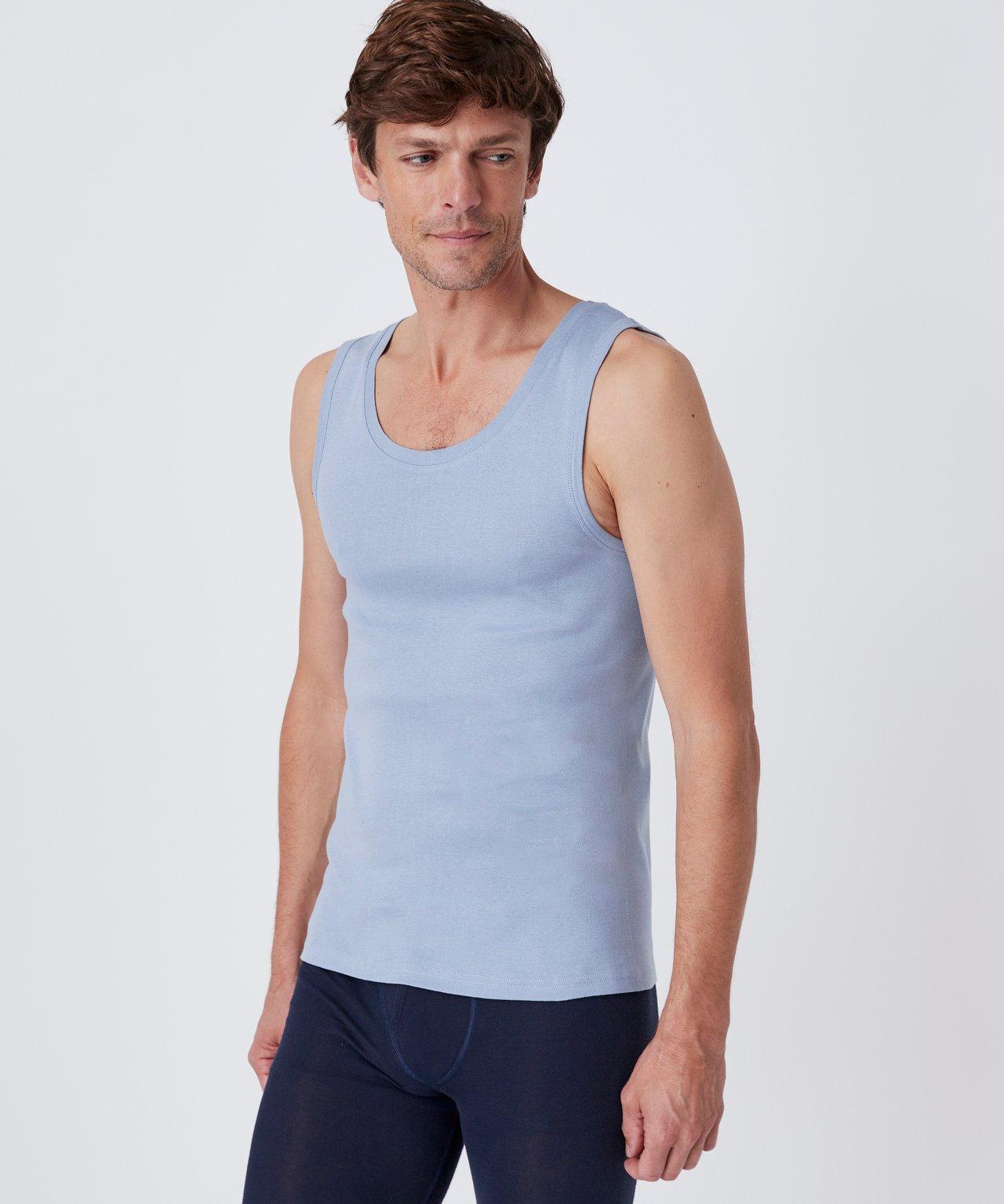 Image of 2er-pack Achselshirts Essential Aus Reiner Gekämmter Baumwolle. Herren Blau XL