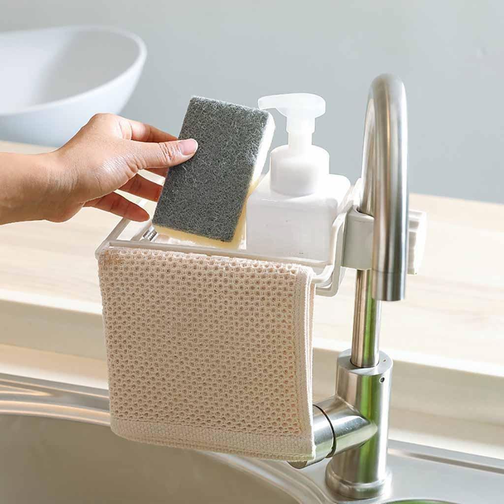 eStore Verstellbarer Korb für Dusche und Küche - Weiß  