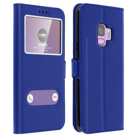 Avizar  Galaxy S9 Hülle Flip View Cover Blau 