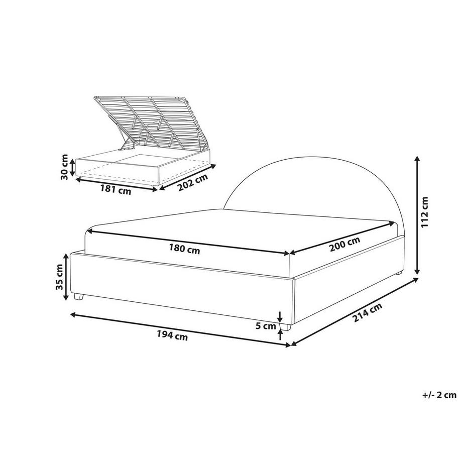 Beliani Lit ottoman en Tissu chenille  VAUCLUSE  