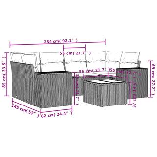 VidaXL Ensemble de canapés de jardin rotin synthétique  