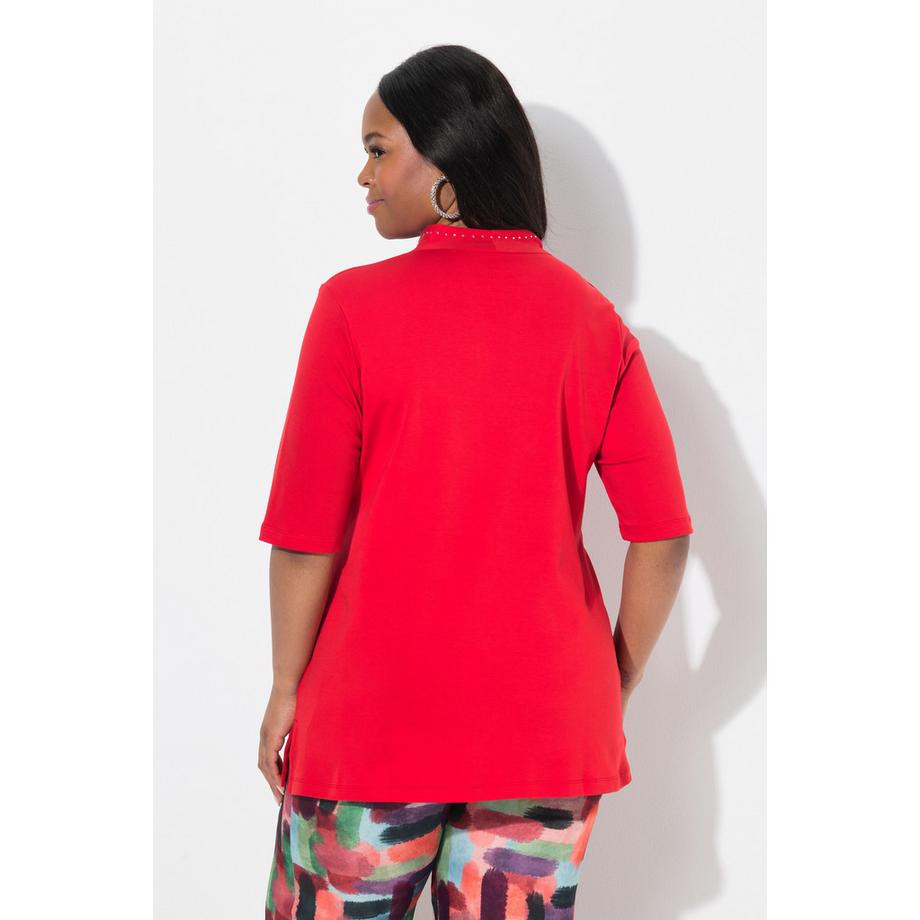 Ulla Popken A-Linie T-Shirt Stehkragen Halbarm  