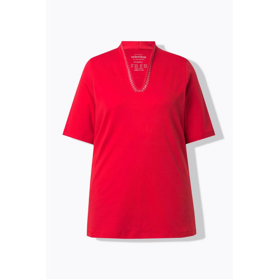 Ulla Popken A-Linie T-Shirt Stehkragen Halbarm  