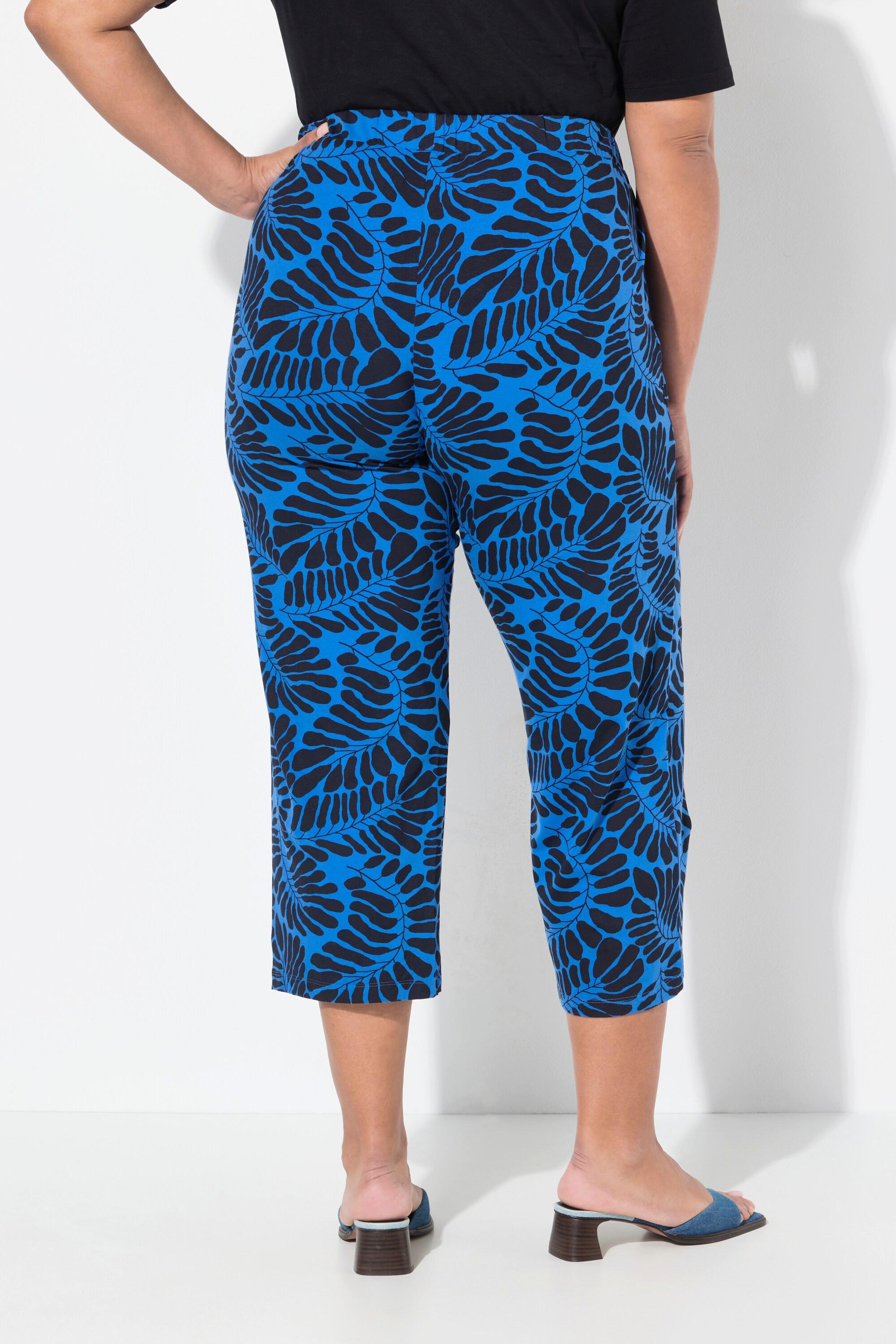 Ulla Popken Pantaloni 7/8 Jersey Gamba Larga Dritta Vita Elastica  