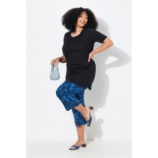 Ulla Popken Pantaloni 7/8 Jersey Gamba Larga Dritta Vita Elastica  