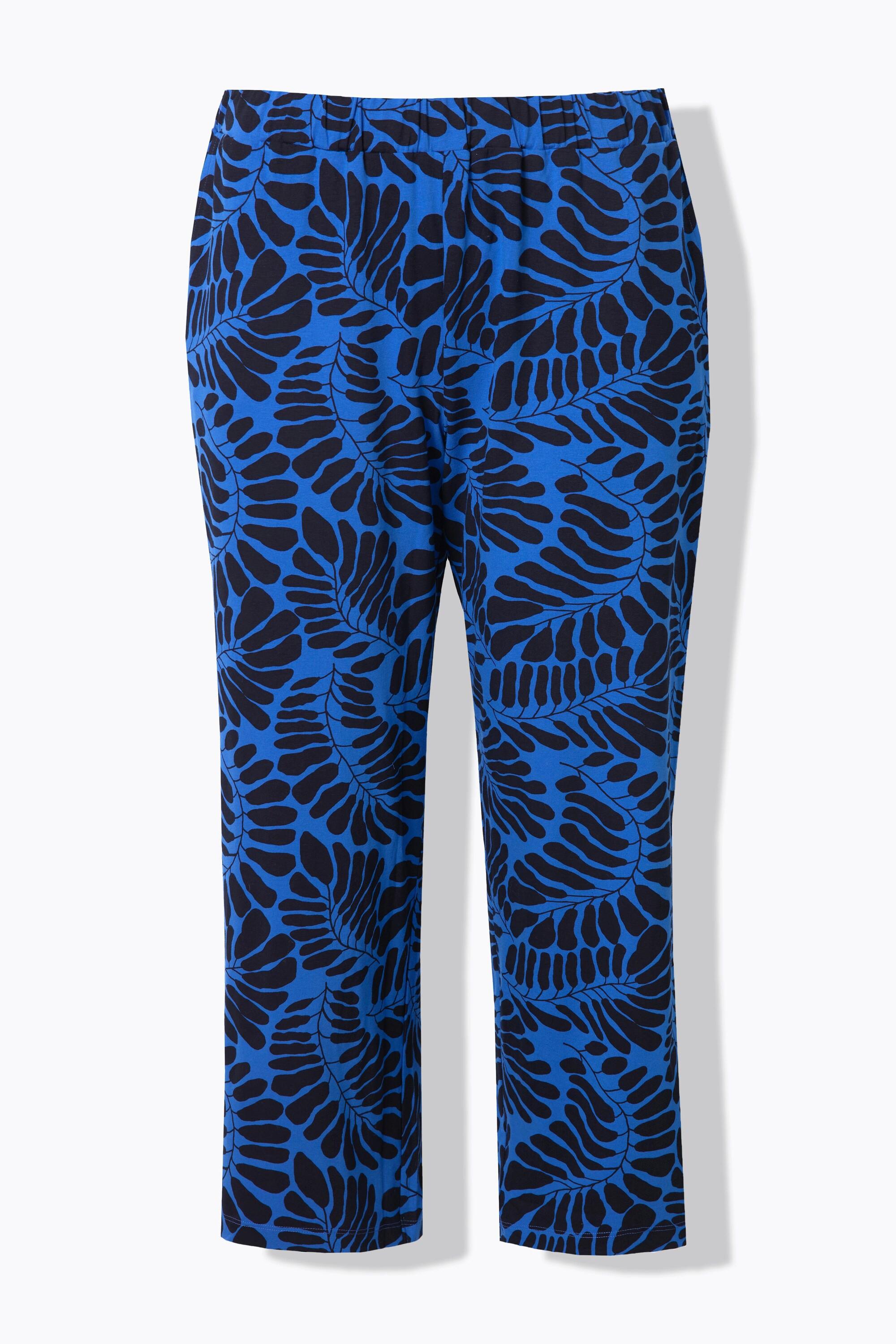 Ulla Popken Pantaloni 7/8 Jersey Gamba Larga Dritta Vita Elastica  