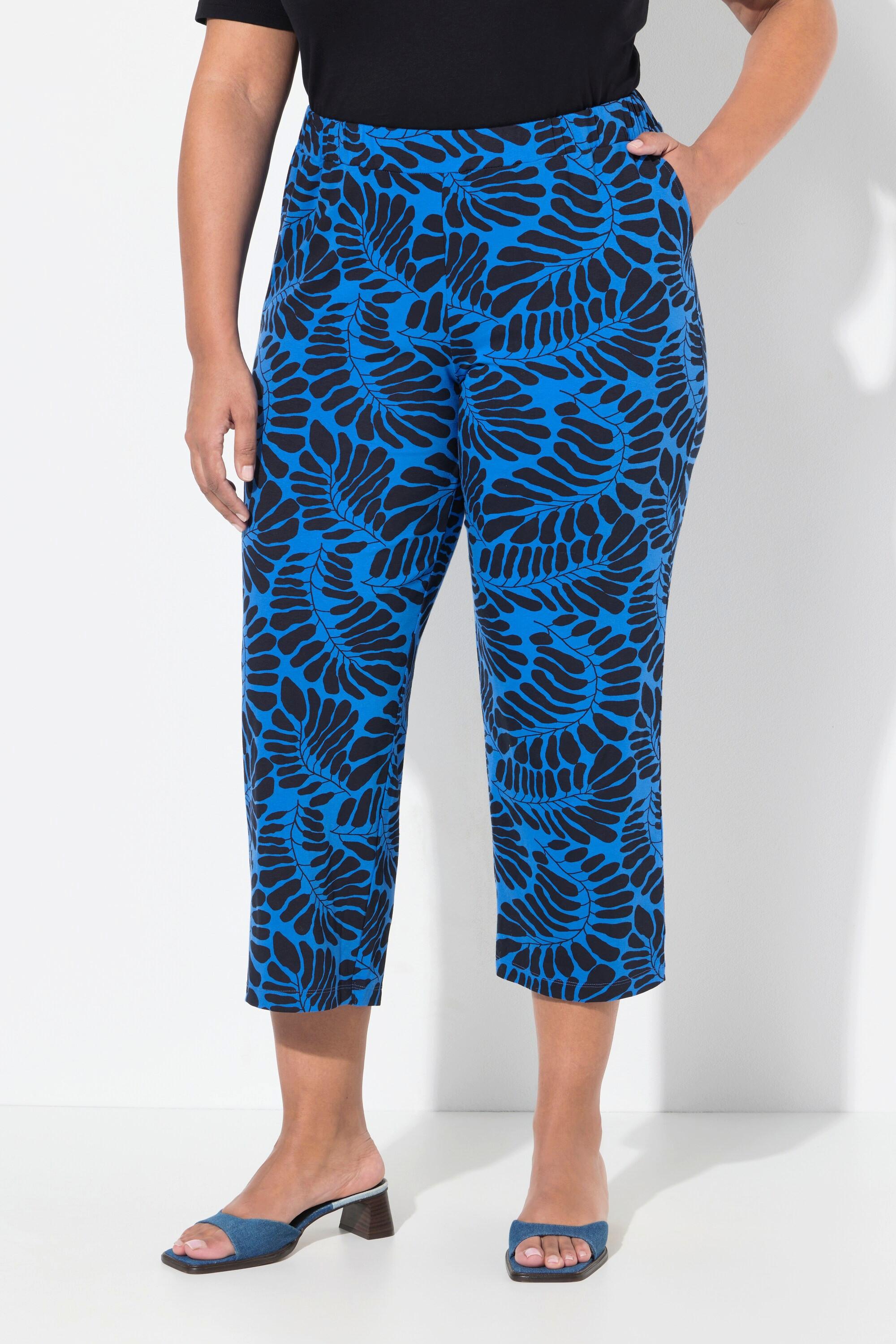 Ulla Popken Pantaloni 7/8 Jersey Gamba Larga Dritta Vita Elastica  