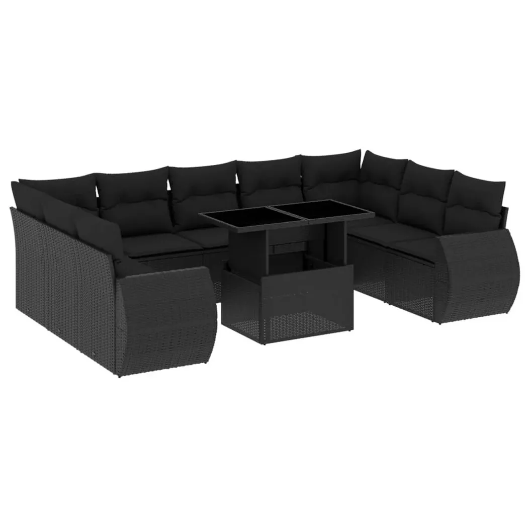 VidaXL - Garten sofagarnitur poly-rattan, One Size, Schwarz