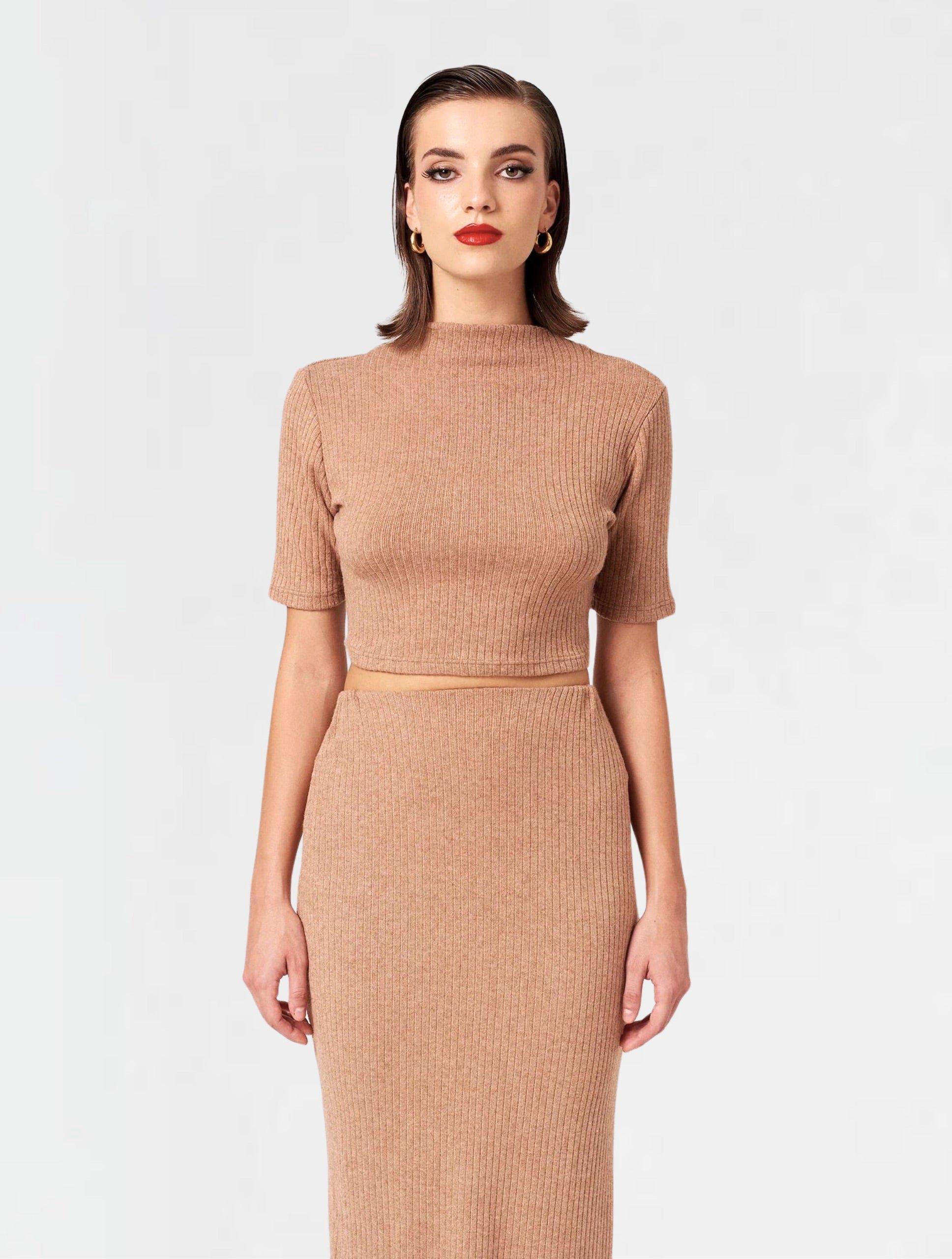 Image of Sienna Top Damen Braun Leder S