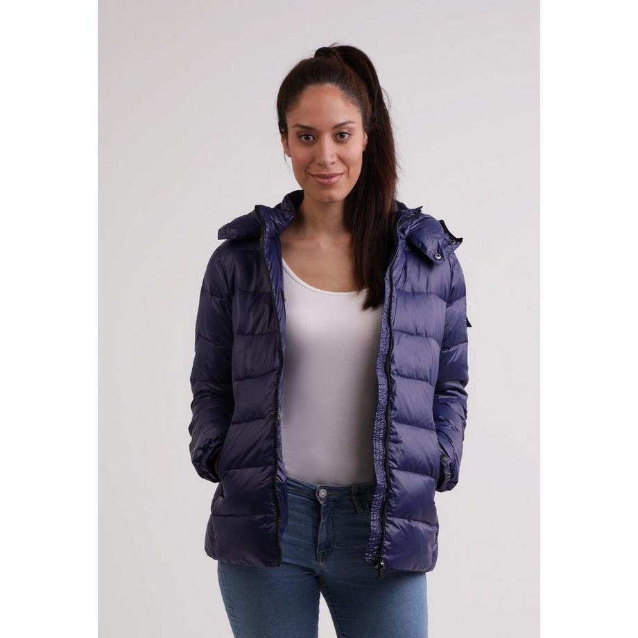 CASH-MERE.CH Piumino con Cappuccio Fodera in Cashmere Effetto Lucido  