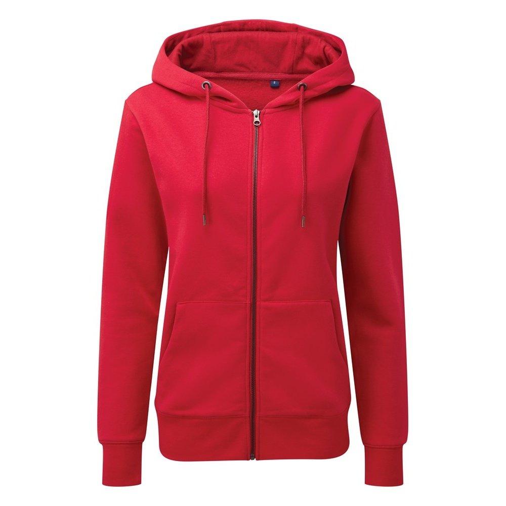 Image of Zip Through Organic Pullover Damen Rot Bunt 34