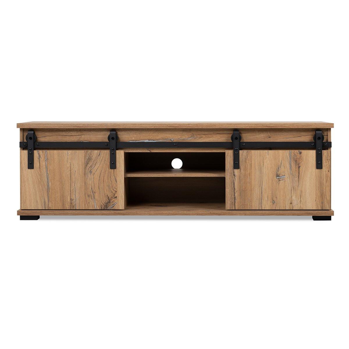 Image of TV-Möbel mit 2 Schiebetüren L160 cm - Manzano TV-Möbel mit 2 Schiebetüren L160 cm - Manzano