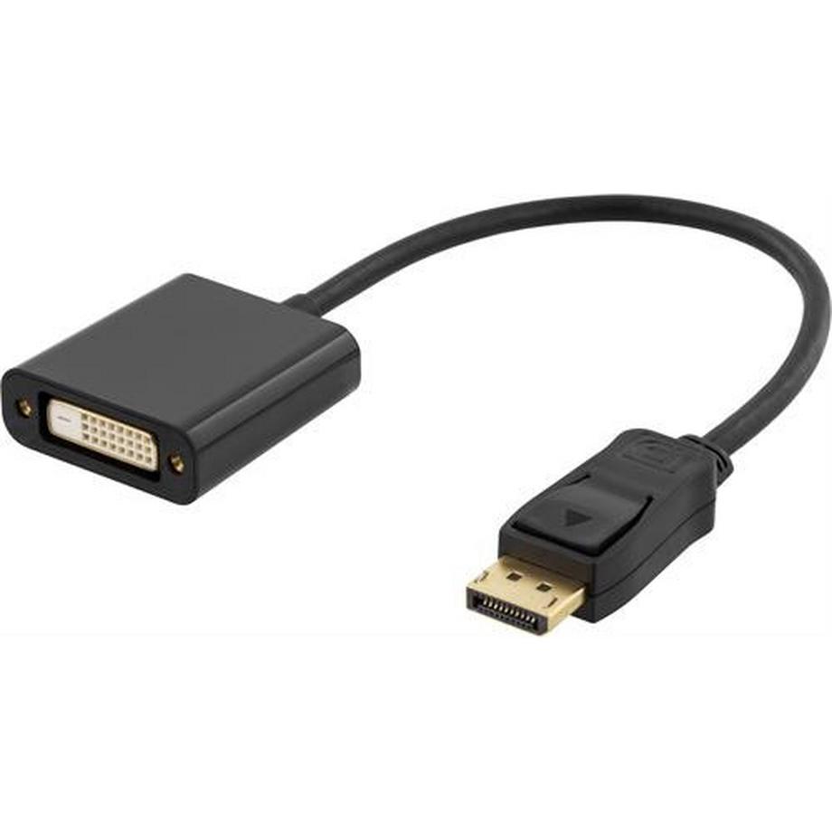 Adaptateur DELTACO DisplayPort vers DVI-D Dual Link, 20 broches ha vers 24+1 broches ho