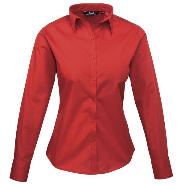 Image of Popeline Bluse Arbeitshemd, Langärmlig Damen Rot Bunt 54