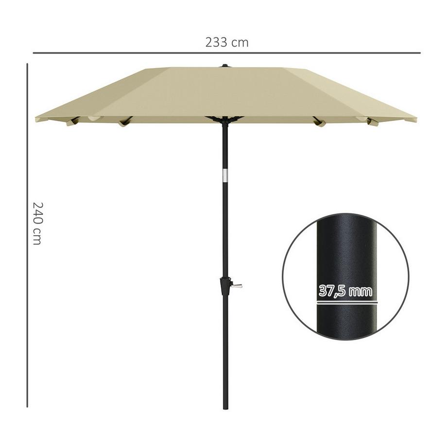 Northio Sonnenschirm Ø233 cm, Sonnenschirm mit Knickfunktion, achteckig Balkonschirm Strandschirm windfest stabil Marktschirm Kurbelschirm Sonnenschutz für Strand Balkon Terrasse Garten, Beige Aosom  