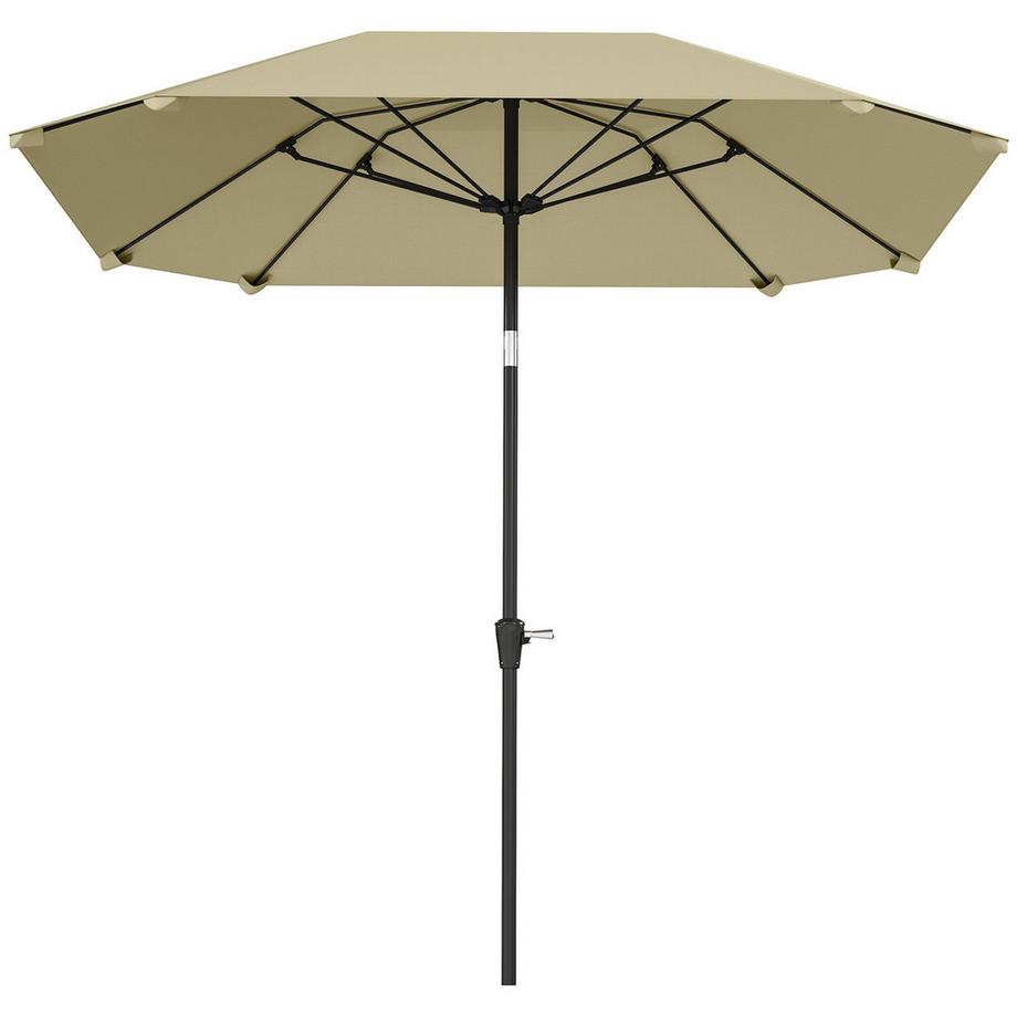 Sonnenschirm Ø233 cm, Sonnenschirm mit Knickfunktion, achteckig Balkonschirm Strandschirm windfest stabil Marktschirm Kurbelschirm Sonnenschutz für Strand Balkon Terrasse Garten, Beige Aosom