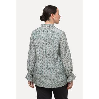 Ulla Popken  Blusa con fiocco, collo alto, ruches e maniche lunghe 