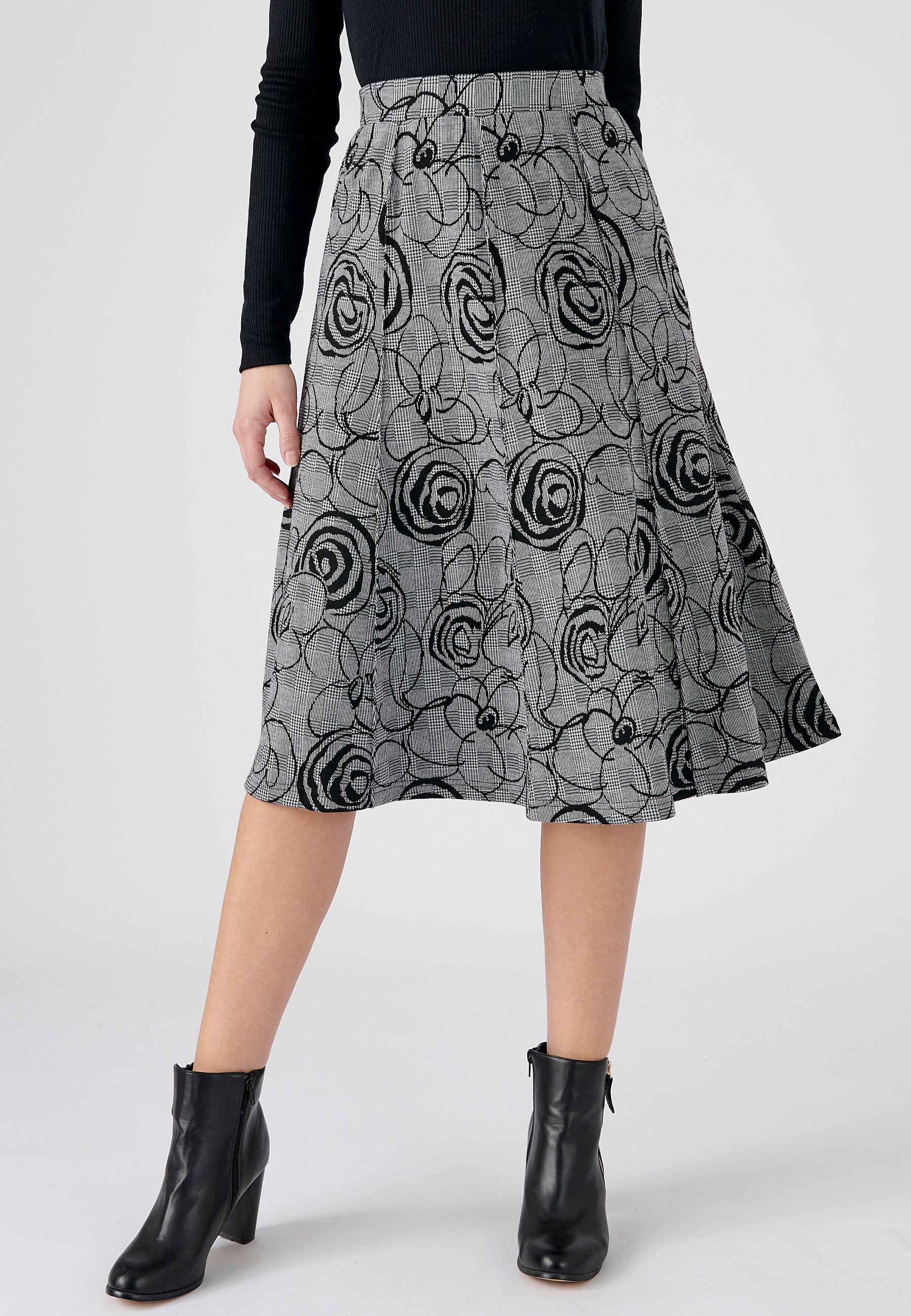 Image of Ausgestellter Rock Aus Stretch-jacquard. Damen Schwarz 54