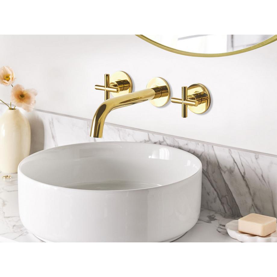Beliani Robinet de lavabo mural en Laiton  KAIETEUR  