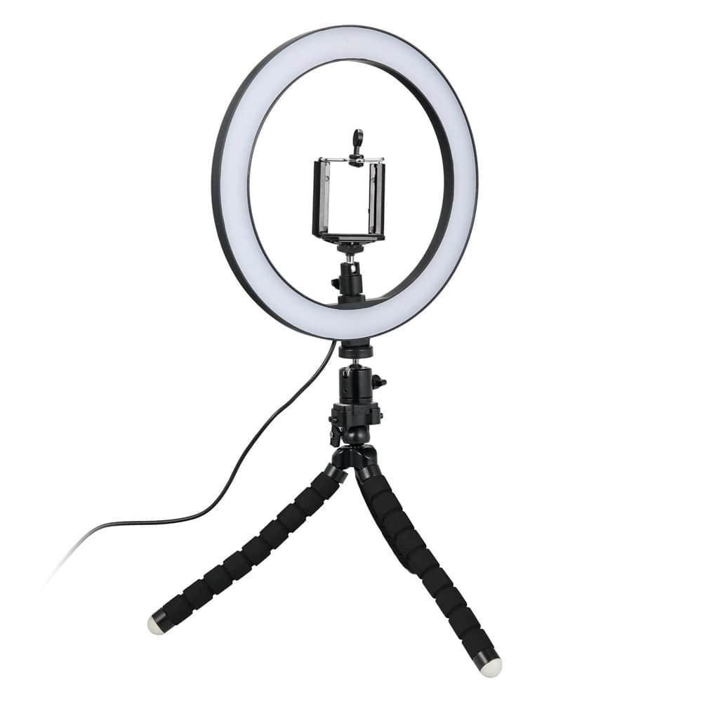 Image of Selfie LampeRinglicht (26 cm) mit formbarem Stativ Selfie LampeRinglicht (26 cm) mit formbarem Stativ