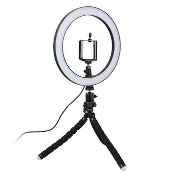 Lampada per selfie/luce ad anello (26 cm) con treppiede modellabile