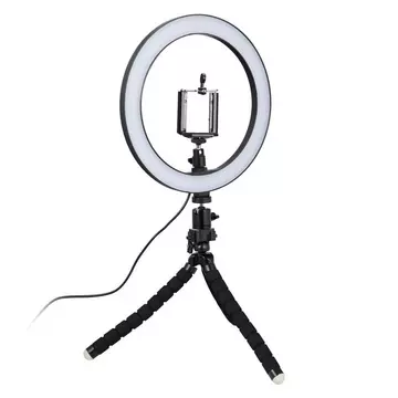 Lampe Selfie/Ring Light (26 cm) avec trépied moulable