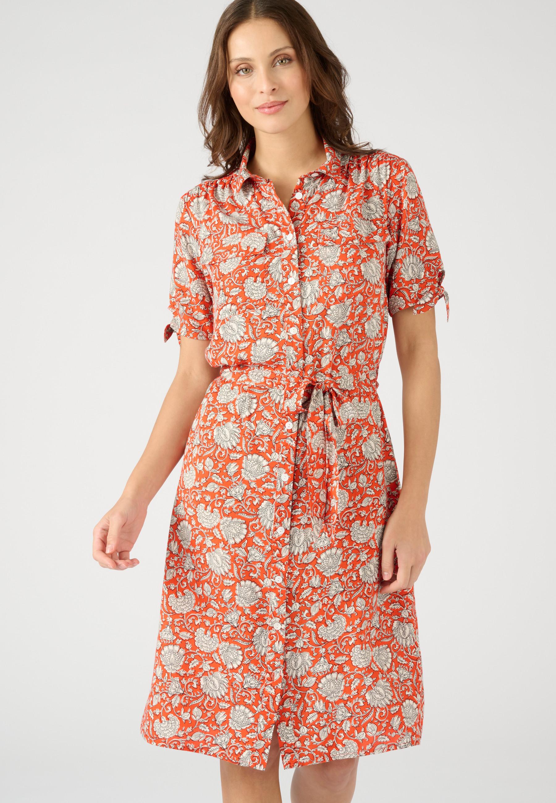 Image of Ausgestelltes Hemdblusenkleid Aus Reiner Viskose. Damen Rot 44