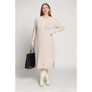 Ulla Popken  Strickkleid, Zopfmuster, Oversized, Stehkragen, Langarm 