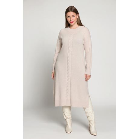 Ulla Popken  Robe en maille, motifs tressés, oversized, col droit, manches longues 