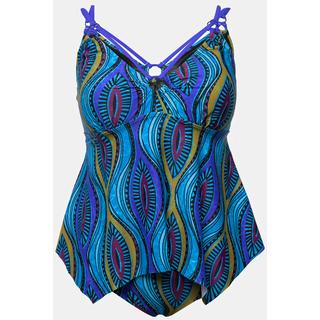 Ulla Popken  Tankini, grafischer Druck, Softcups, Zipfelsaum 