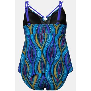 Ulla Popken  Tankini, grafischer Druck, Softcups, Zipfelsaum 