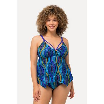 Tankini con stampa grafica, coppe morbide e orlo a punte