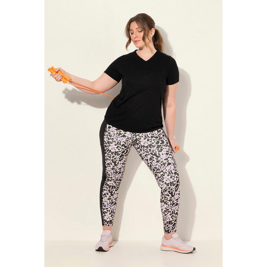 Ulla Popken Legging de Sport Recyclé Séchant Rapidement Imprimé Léopard  