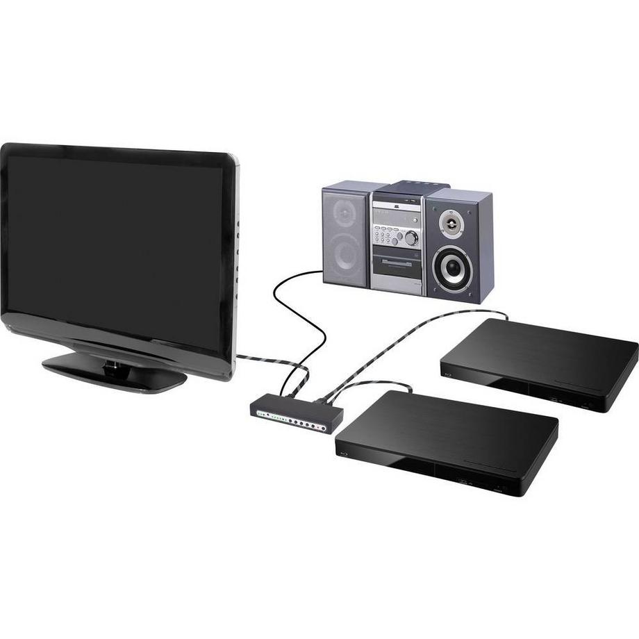 SpeaKa Professional  3 Port Ultra HD HDMI Switch mit Audio Extractor 