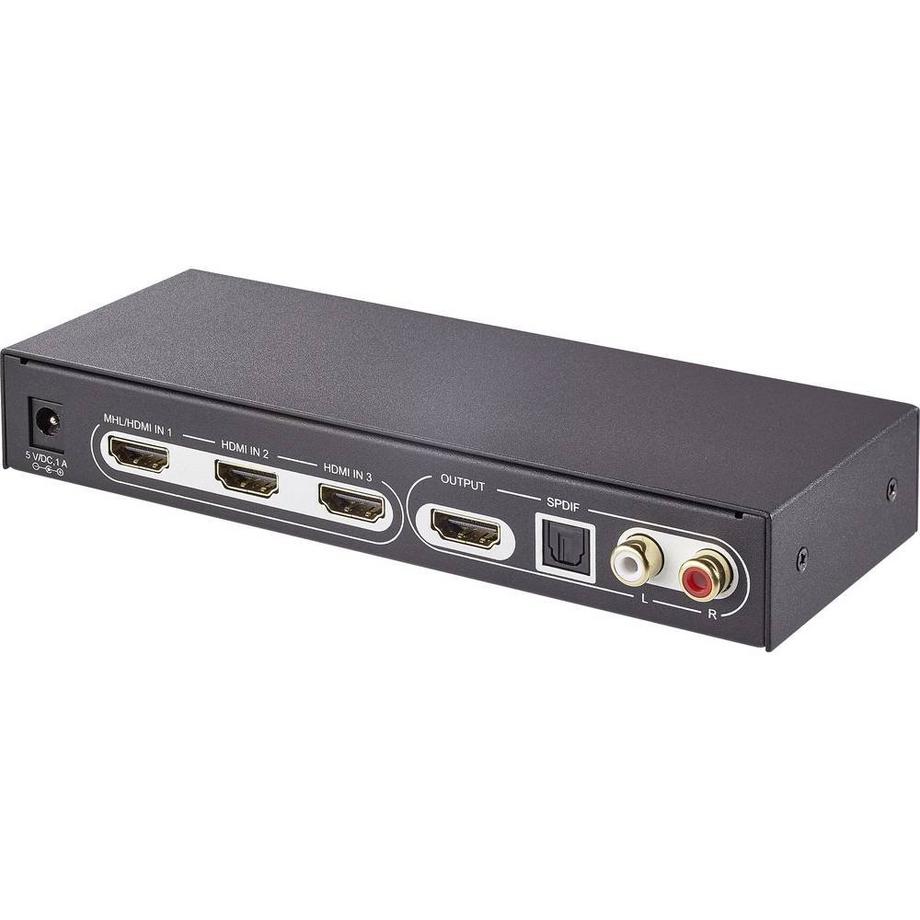 SpeaKa Professional  3 Port Ultra HD HDMI Switch mit Audio Extractor 