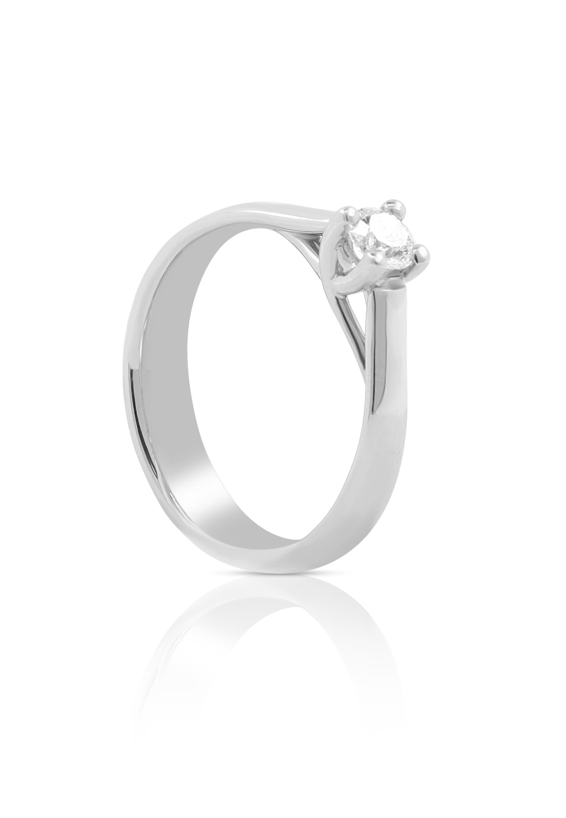 Image of Solitaire Ring Diamant 0.25ct. Weissgold 750 Damen Silber 52