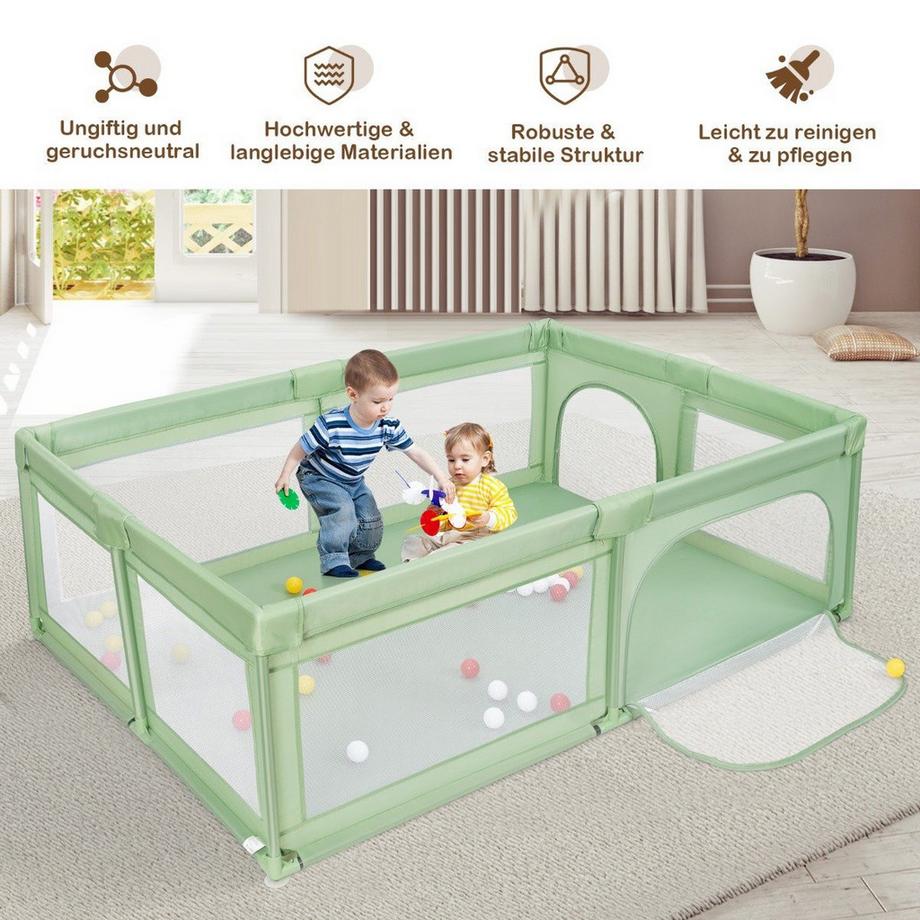 Northix  Laufgitter Baby Laufstall mit 50 Bällen & 2 Türen 205 x 147 x 68,5 cm Grün 