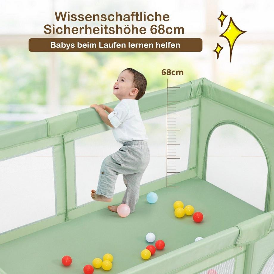 Northix  Laufgitter Baby Laufstall mit 50 Bällen & 2 Türen 205 x 147 x 68,5 cm Grün 