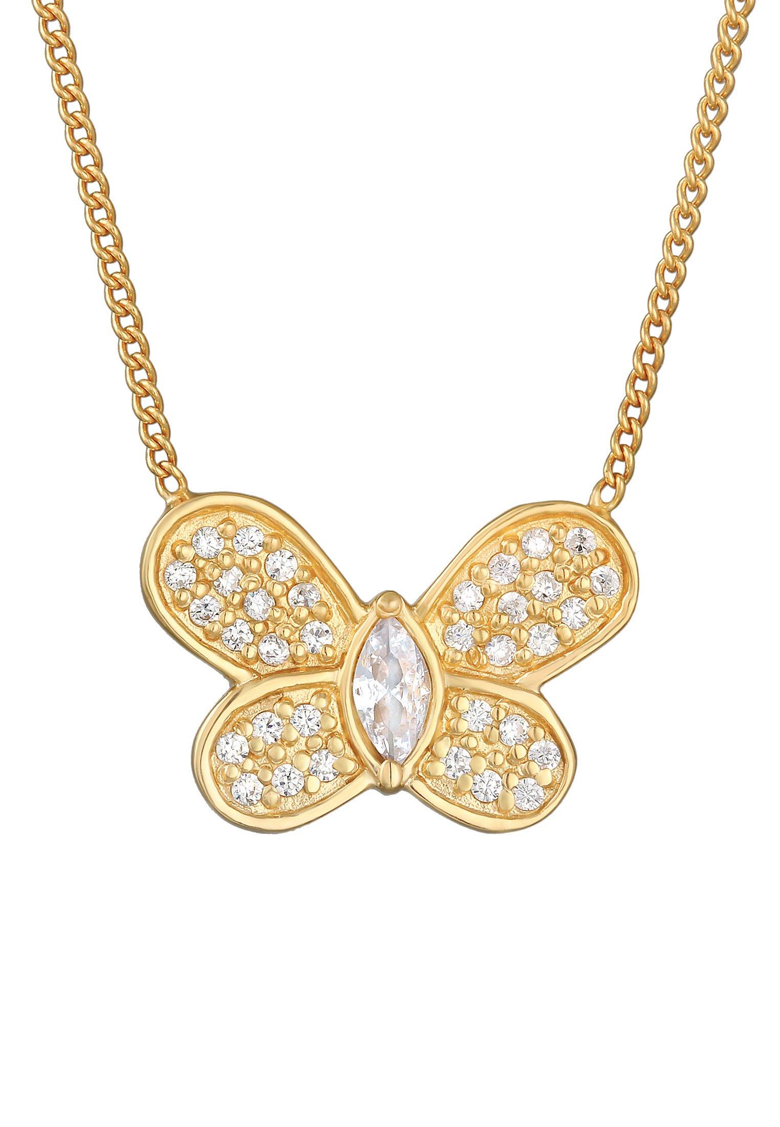 Image of Halskette Schmetterling Butterfly Zirkonia Damen Gold 45cm