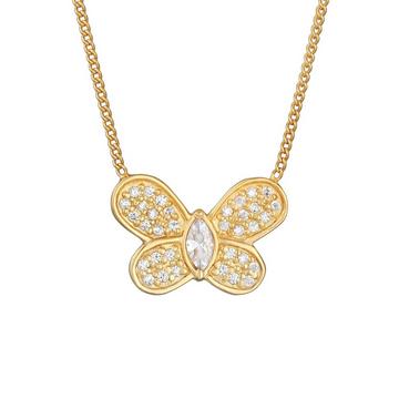 Collier Femmes Pendentif Papillon Étincelant Tendance Avec Zirconia