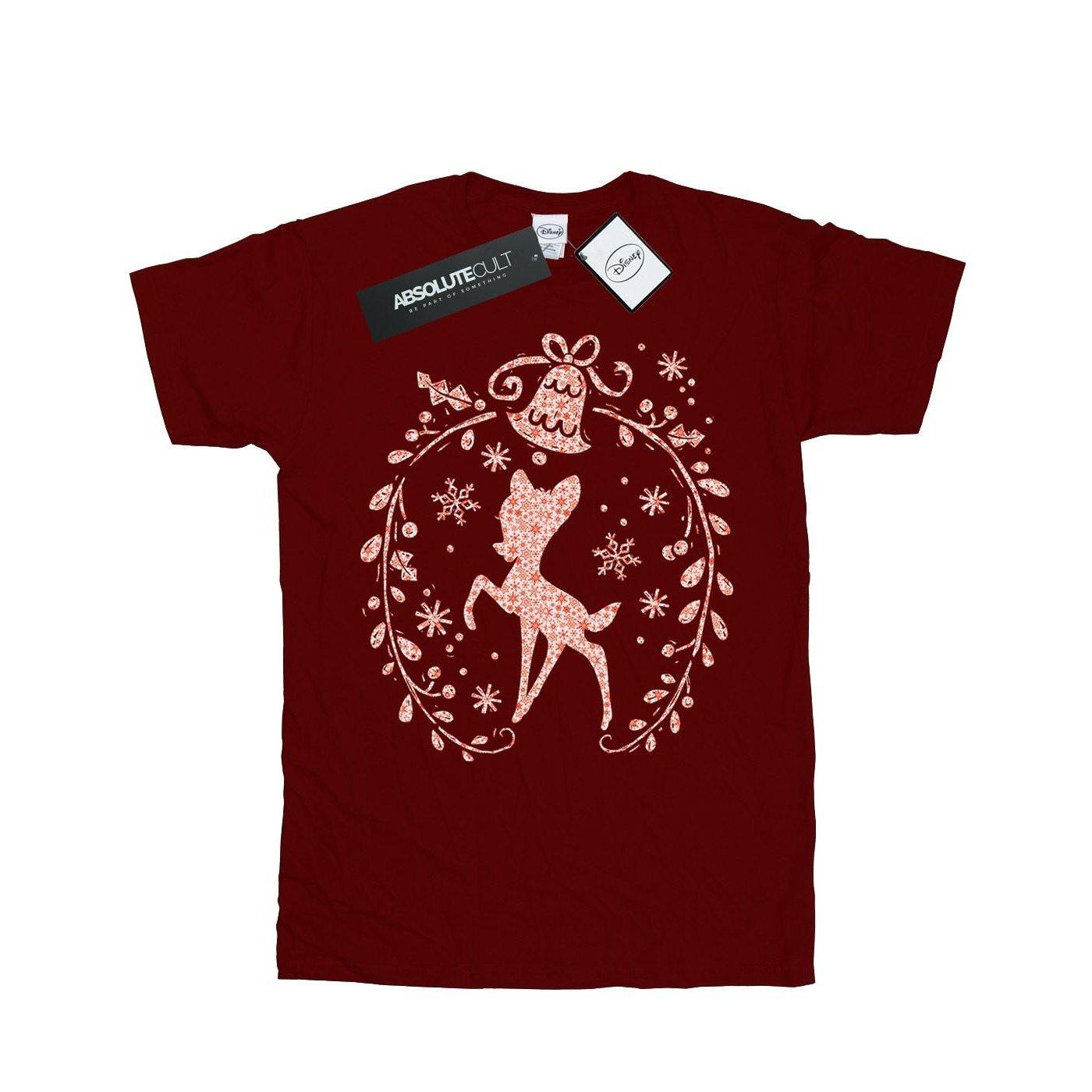 Image of Bambi Christmas Wreath Tshirt Unisex Weinrot 140/146