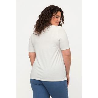 Ulla Popken  T-Shirt, PURE, V-Ausschnitt, Halbarm, Biobaumwolle 