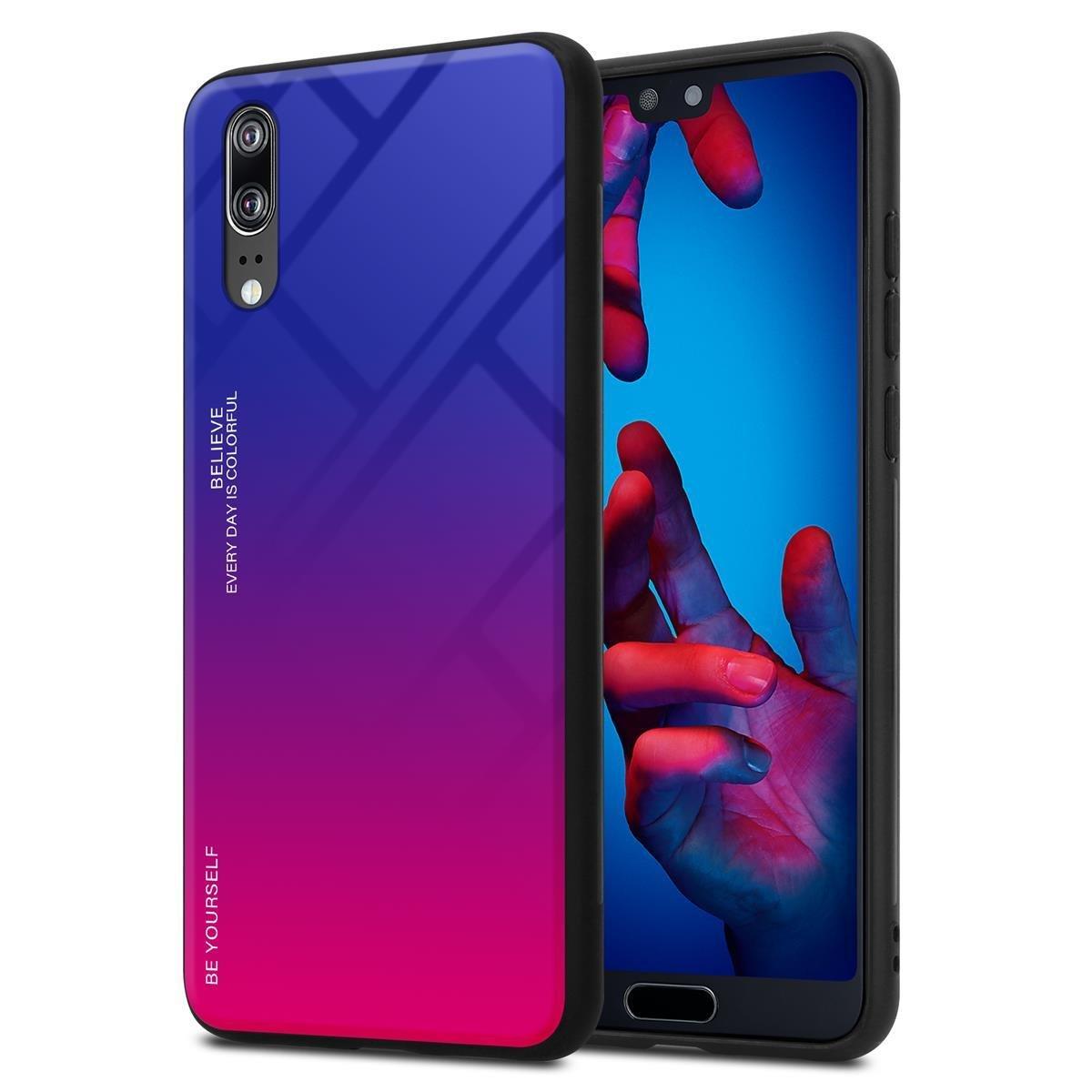 Cadorabo  Housse compatible avec Huawei P20 - Coque de protection bicolore en silicone TPU et dos en verre trempé 