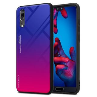 Cadorabo  Housse compatible avec Huawei P20 - Coque de protection bicolore en silicone TPU et dos en verre trempé 