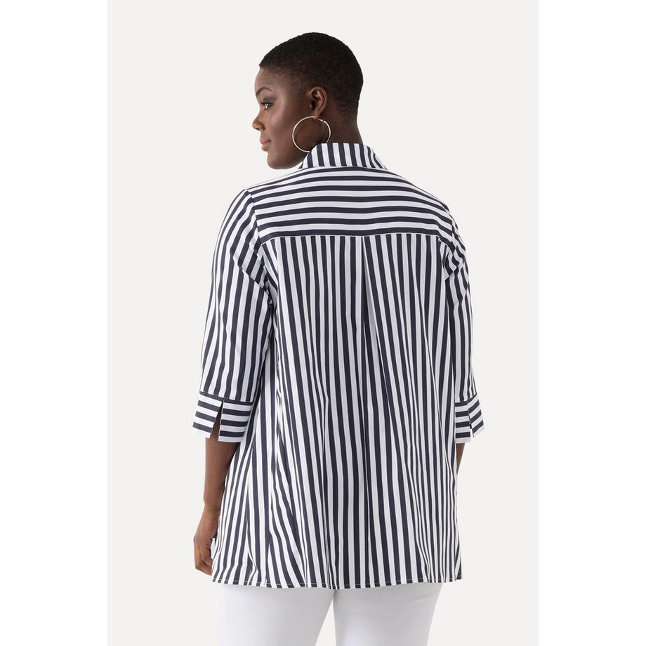 Ulla Popken Blouse rayée à plis godets avec manches 3/4  