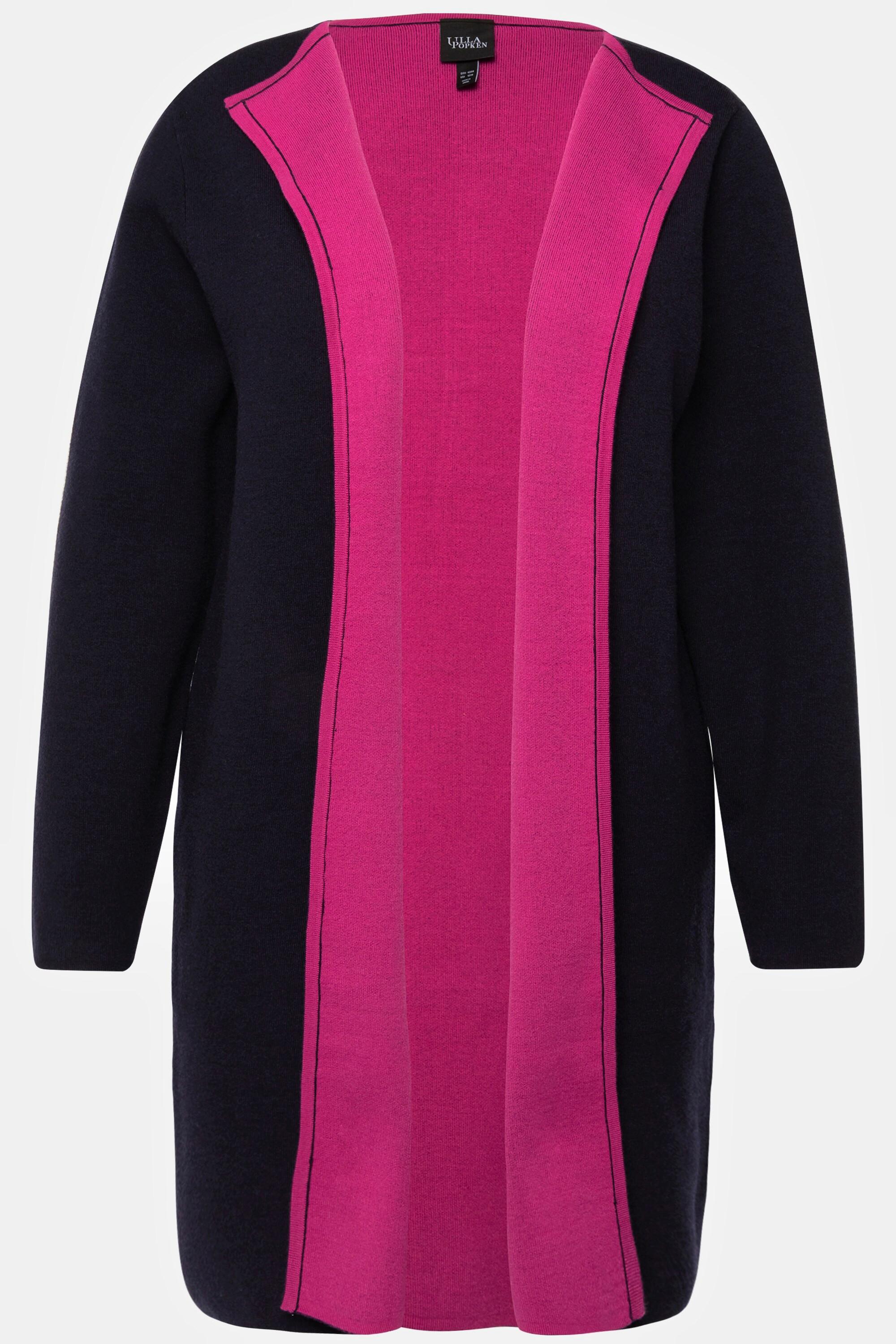 Ulla Popken  Cardigan lungo in maglia double face con collo con risvolti 