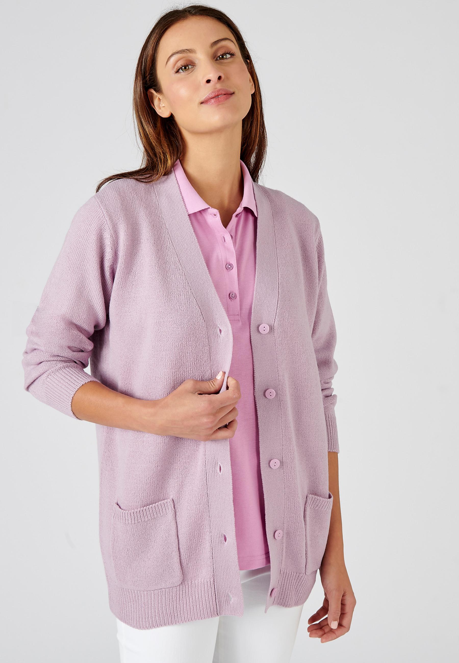 Image of Klassische Strickjacke Aus Schmiegsamem Jerseystrick. Damen Violett 46